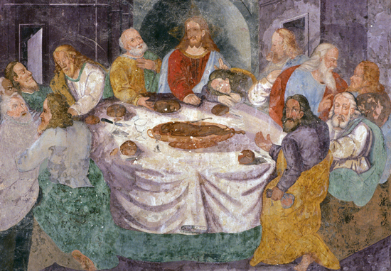 Il ciclo degli affreschi, nelle ventisette lunette del loggiato inferiore del chiostro, risalgono alla seconda met del secolo XVII e descrivono episodi della Vita, Passione e Morte di Ges Cristo e la Creazione di Eva.